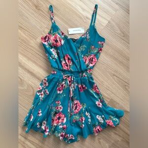 Floral Teal Romper